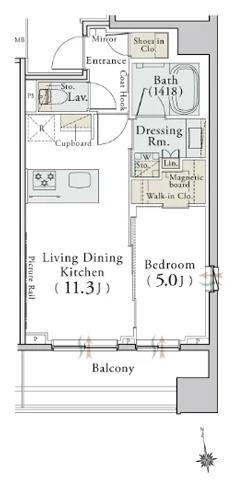 401号室と同タイプの参考間取り図(1LDK・41.84㎡)
